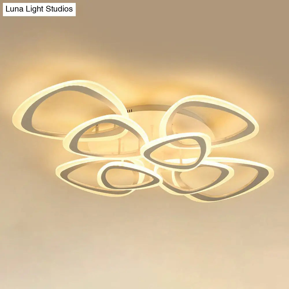 DecorBites™ DecorBites™ Contemporary Triangle LED Flush Mount Light for Living Room Ceiling in White Acrylic