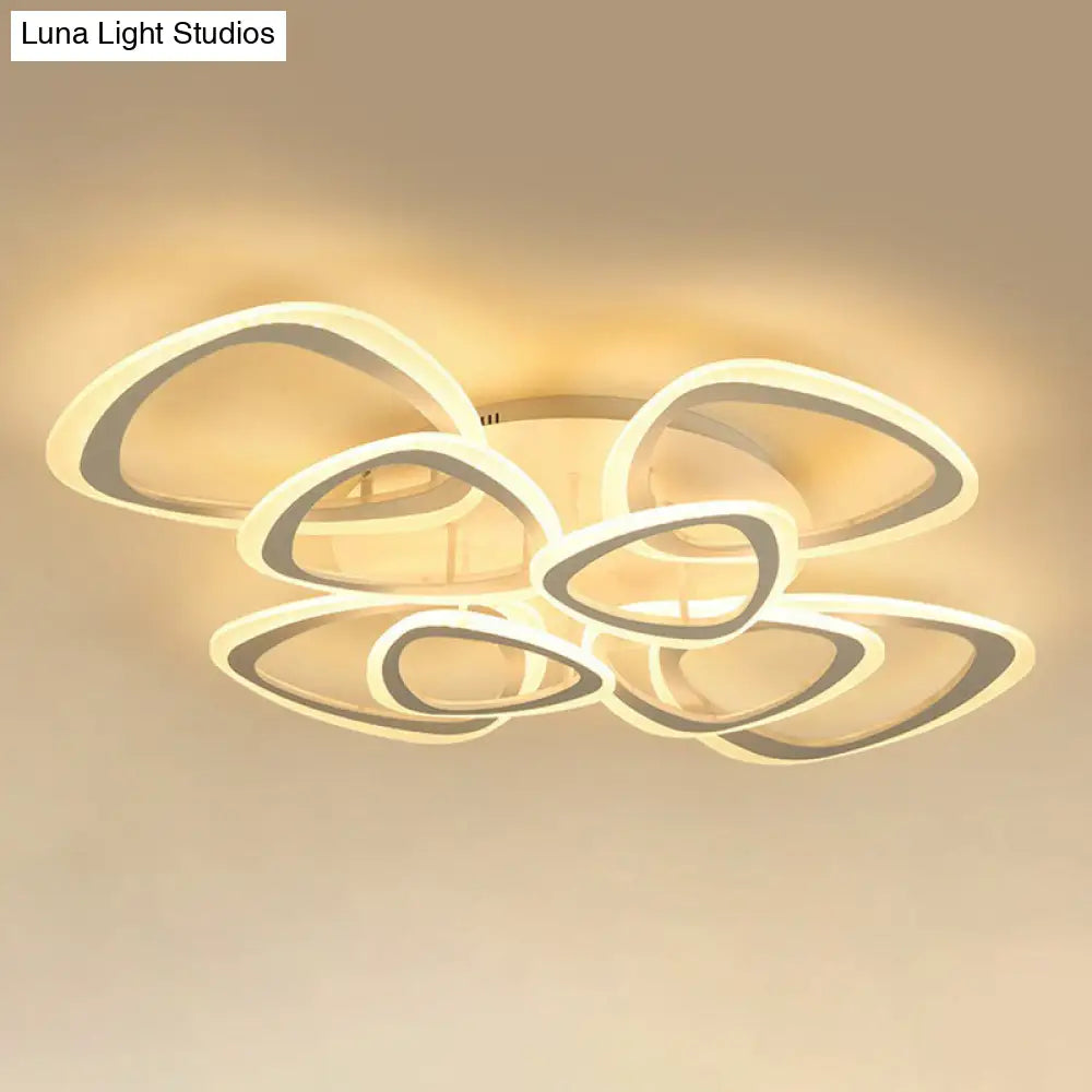 DecorBites™ DecorBites™ Contemporary Triangle LED Flush Mount Light for Living Room Ceiling in White Acrylic