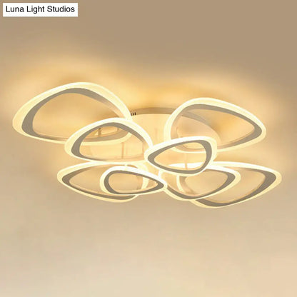 DecorBites™ DecorBites™ Contemporary Triangle LED Flush Mount Light for Living Room Ceiling in White Acrylic