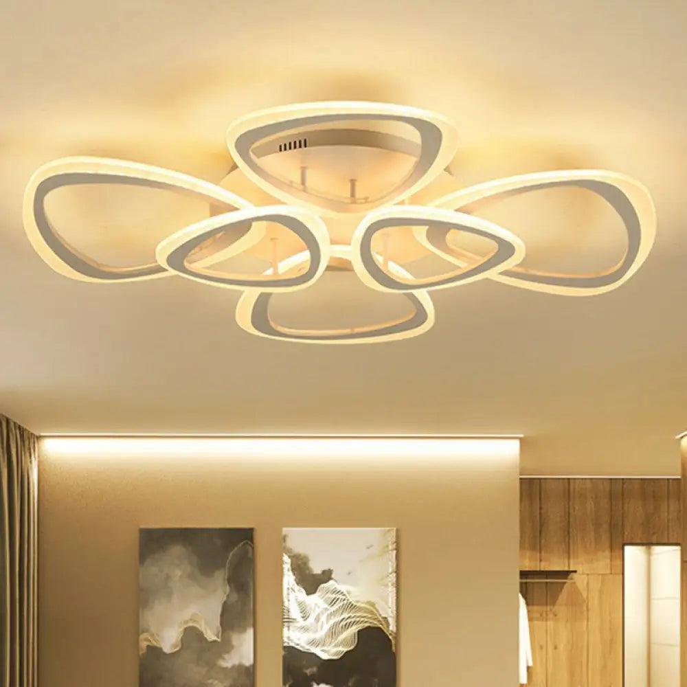 DecorBites™ DecorBites™ Contemporary Triangle LED Flush Mount Light for Living Room Ceiling in White Acrylic