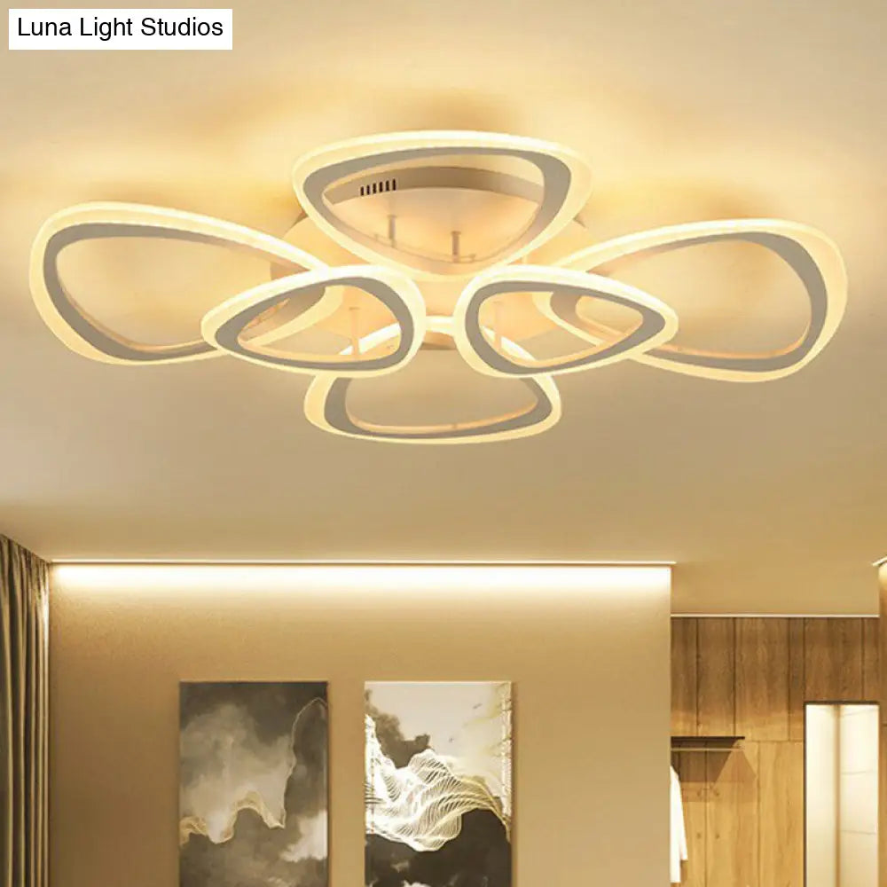 DecorBites™ DecorBites™ Contemporary Triangle LED Flush Mount Light for Living Room Ceiling in White Acrylic