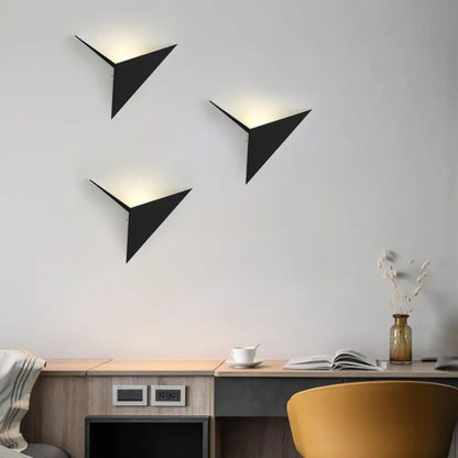 DecorBites™ Contemporary Triangle Sheet Wall Lamp - Acrylic Black/White LED Sconce Light in Warm/White