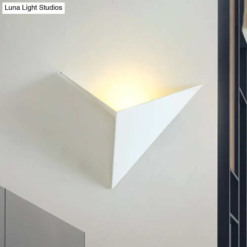 DecorBites™ Contemporary Triangle Sheet Wall Lamp - Acrylic Black/White LED Sconce Light in Warm/White