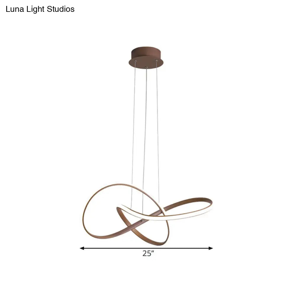 Contemporary Twine Metallic Ceiling Chandelier LED Pendant Lamp - 21"/25" Wide - Warm/White Light