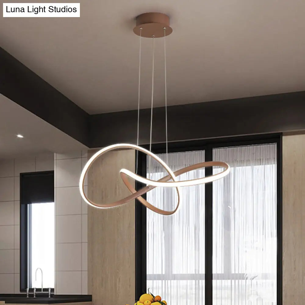 Contemporary Twine Metallic Ceiling Chandelier LED Pendant Lamp - 21"/25" Wide - Warm/White Light