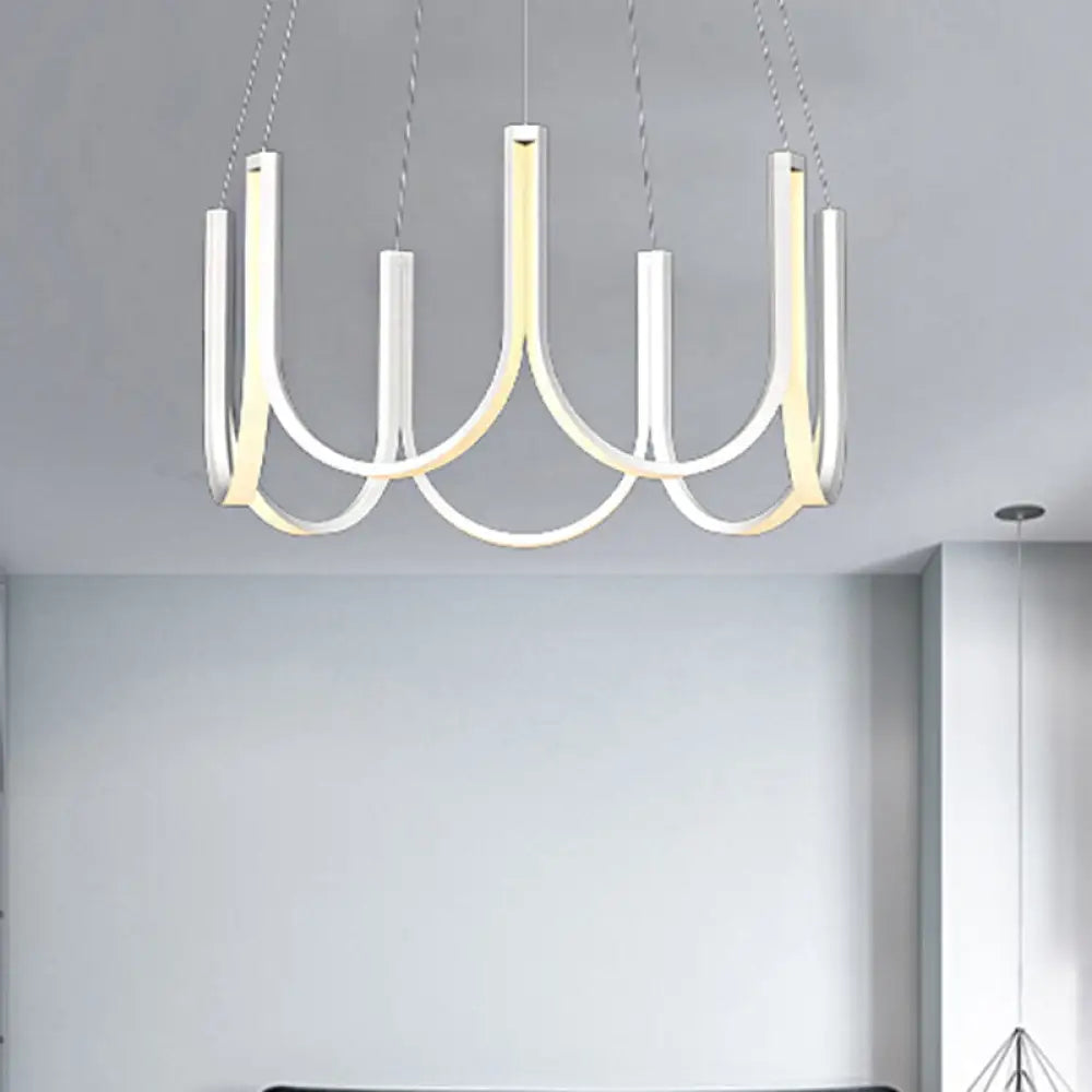 Lámpara de techo colgante LED contemporánea en forma de U: acrílico negro/blanco/dorado (luz blanca/cálida)