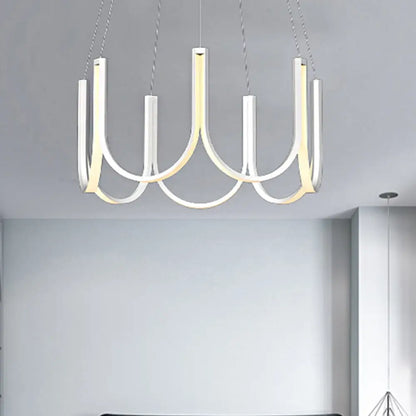 Lámpara de techo colgante LED contemporánea en forma de U: acrílico negro/blanco/dorado (luz blanca/cálida)