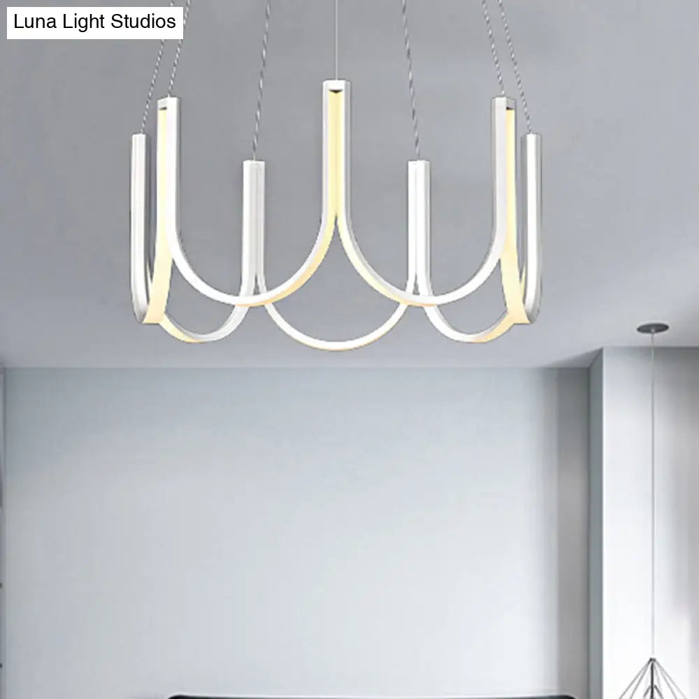 Lámpara de techo colgante LED contemporánea en forma de U: acrílico negro/blanco/dorado (luz blanca/cálida)