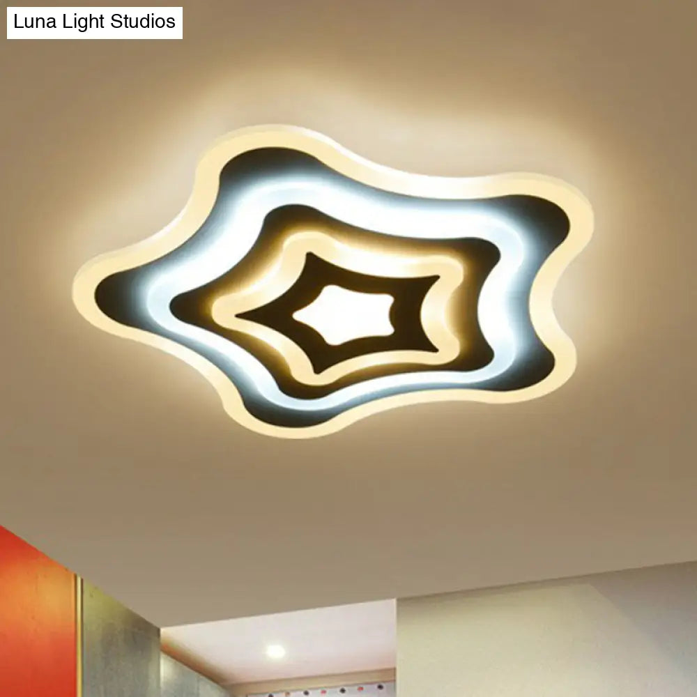 DecorBites™ DecorBites™ Contemporary Ultra-Thin Starfish Acrylic LED Flush Mount Light White Flushmount Ceiling Fixture for Living Room