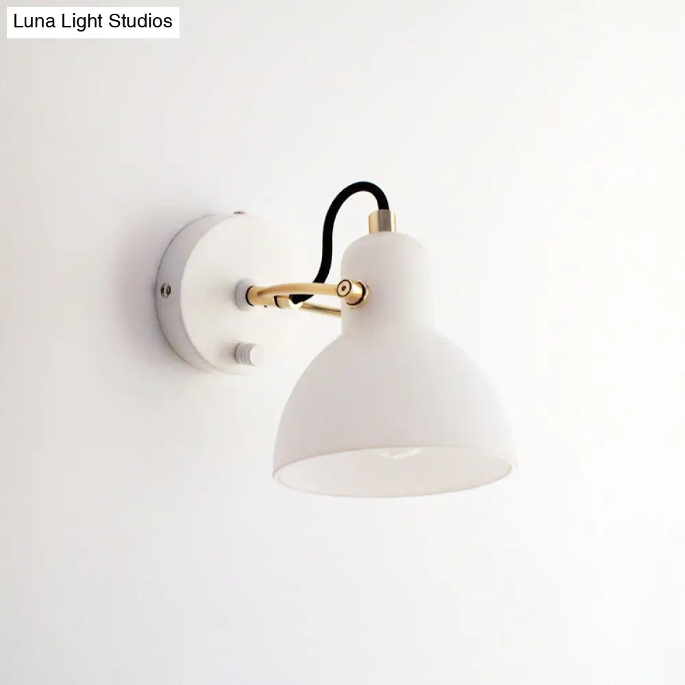 DecorBites™ Contemporary Wall Lamp with Adjustable Arm and White Glass Dome