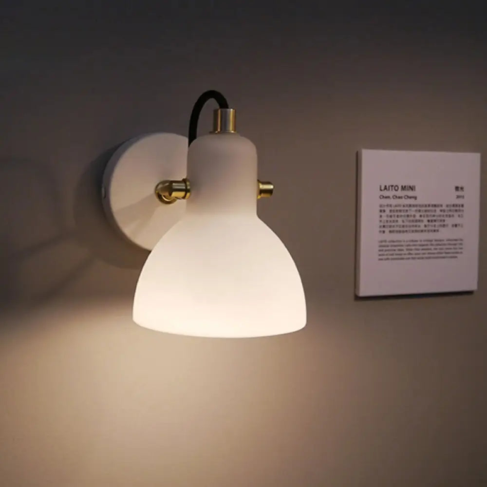 DecorBites™ Contemporary Wall Lamp with Adjustable Arm and White Glass Dome