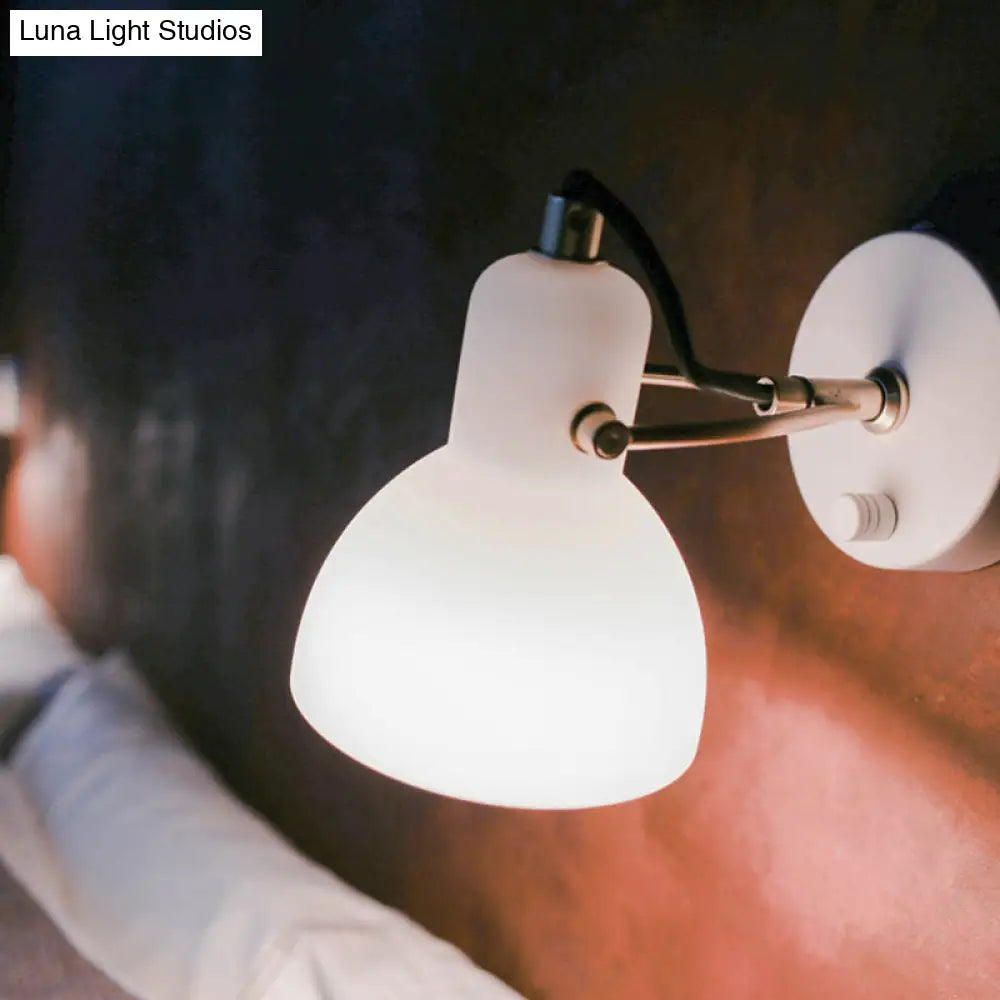 DecorBites™ Contemporary Wall Lamp with Adjustable Arm and White Glass Dome