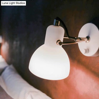 DecorBites™ Contemporary Wall Lamp with Adjustable Arm and White Glass Dome