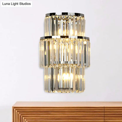 Aplique de pared cilíndrico de cristal contemporáneo DecorBites™ - 3 luces plateadas