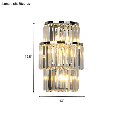 Aplique de pared cilíndrico de cristal contemporáneo DecorBites™ - 3 luces plateadas