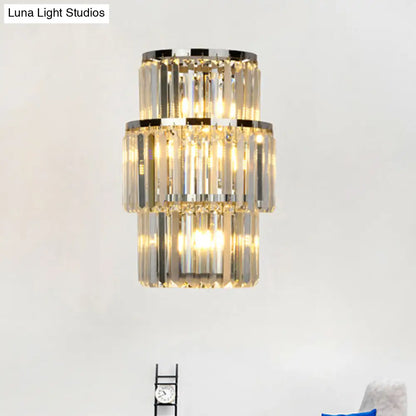 Aplique de pared cilíndrico de cristal contemporáneo DecorBites™ - 3 luces plateadas