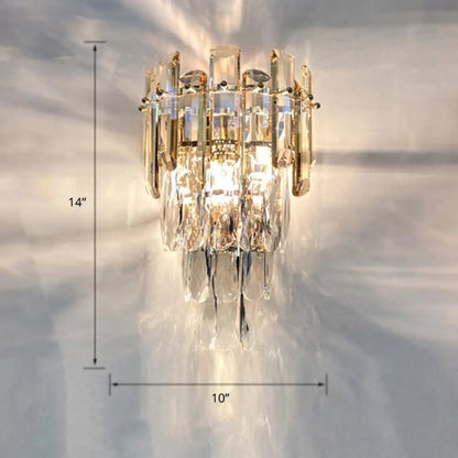 DecorBites™ DecorBites™ Contemporary Wall Sconce Lamp with Crystal Tiered Shade - 2-Light Bedroom Mounted Light