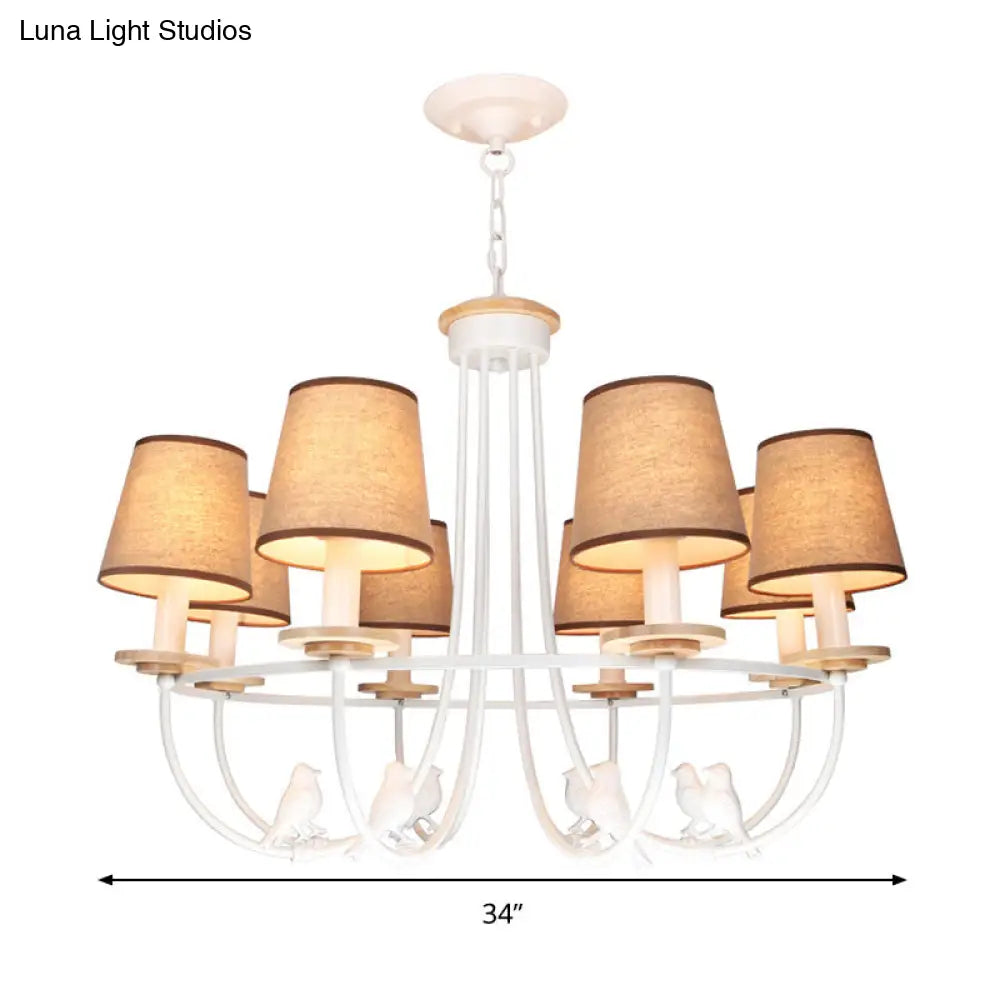 Lámpara de techo contemporánea blanca tipo barril - Lámpara colgante de tela de 6/8 luces