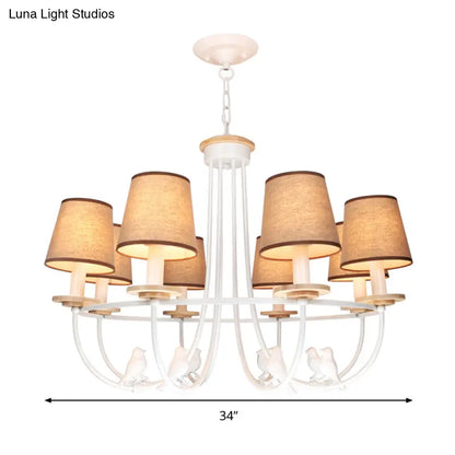 Lámpara de techo contemporánea blanca tipo barril - Lámpara colgante de tela de 6/8 luces