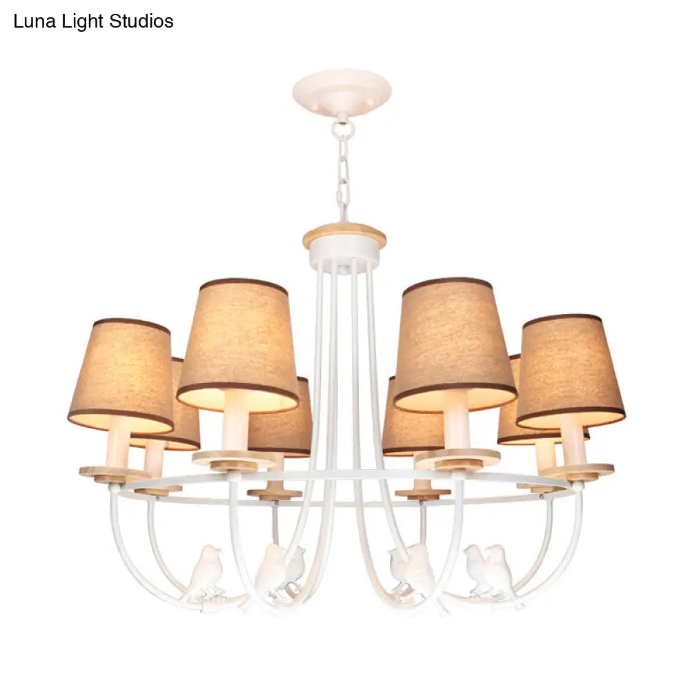 Lámpara de techo contemporánea blanca tipo barril - Lámpara colgante de tela de 6/8 luces