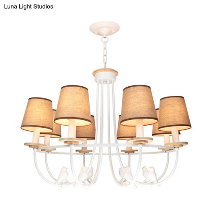 Lámpara de techo contemporánea blanca tipo barril - Lámpara colgante de tela de 6/8 luces