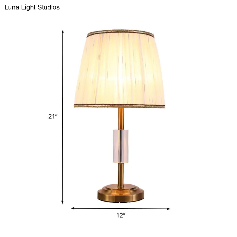 مصباح قراءة برميلي أبيض معاصر مع غطاء من القماش - إضاءة مهمة برأس واحد