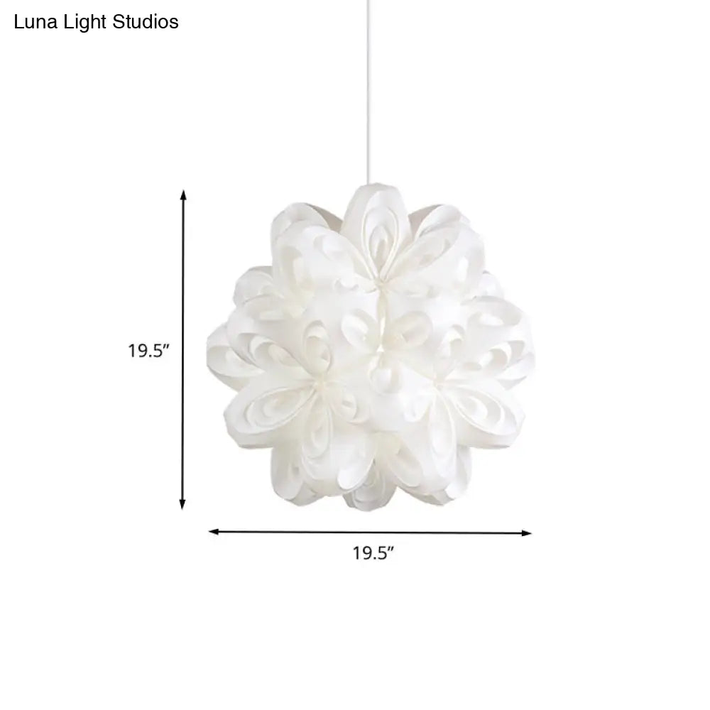 Contemporary White Bedside Pendant Ceiling Fixture with Blossom Acrylic Shade