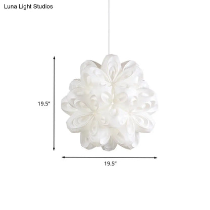 Contemporary White Bedside Pendant Ceiling Fixture with Blossom Acrylic Shade