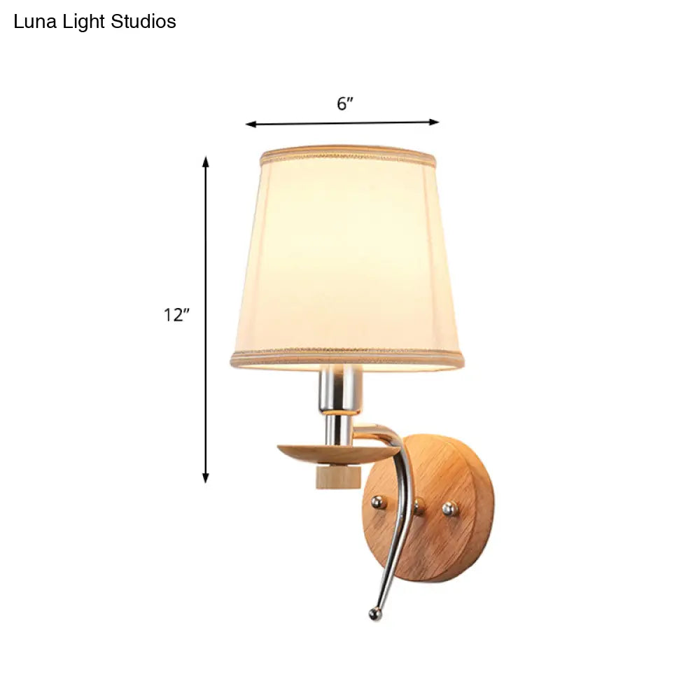 DecorBites™ DecorBites™ Contemporary White/Beige Fabric Wall Sconce for Corridor - Tapered Wall Mount Fixture with 1 Bulb