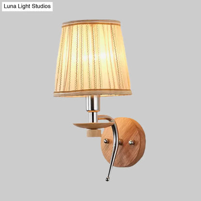 DecorBites™ DecorBites™ Contemporary White/Beige Fabric Wall Sconce for Corridor - Tapered Wall Mount Fixture with 1 Bulb