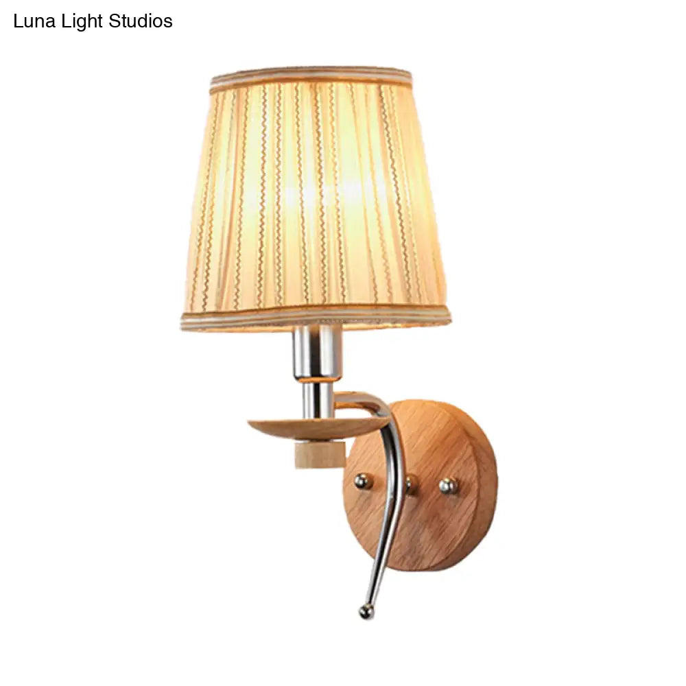 DecorBites™ DecorBites™ Contemporary White/Beige Fabric Wall Sconce for Corridor - Tapered Wall Mount Fixture with 1 Bulb