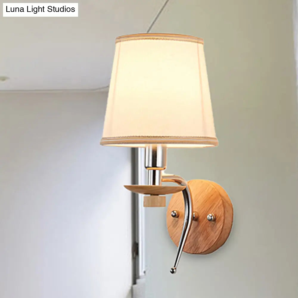 DecorBites™ DecorBites™ Contemporary White/Beige Fabric Wall Sconce for Corridor - Tapered Wall Mount Fixture with 1 Bulb