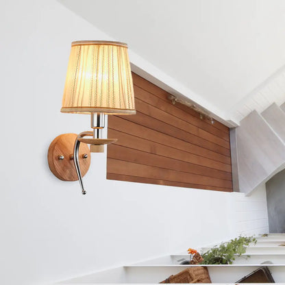 DecorBites™ DecorBites™ Contemporary White/Beige Fabric Wall Sconce for Corridor - Tapered Wall Mount Fixture with 1 Bulb