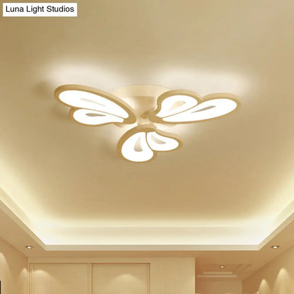 DecorBites™ DecorBites™ Contemporary White Butterfly Wing Ceiling Flush Light with Warm/White Light - Ideal for Hotels