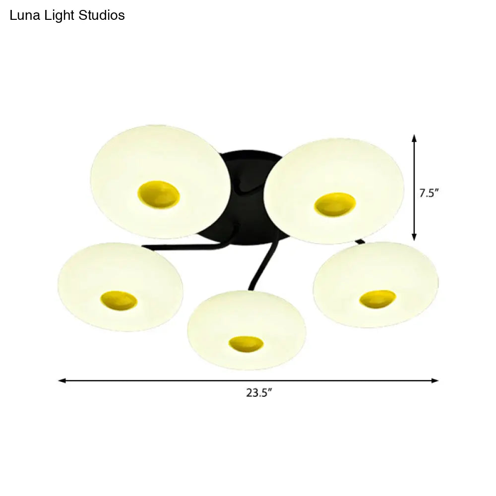 DecorBites™ DecorBites™ Contemporary White Circular Semi Flush Ceiling Light with 1/3/5 Heads - Acrylic Ceiling Lamp for Living Room