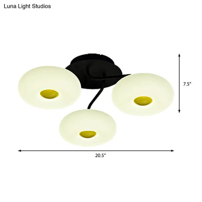 DecorBites™ DecorBites™ Contemporary White Circular Semi Flush Ceiling Light with 1/3/5 Heads - Acrylic Ceiling Lamp for Living Room