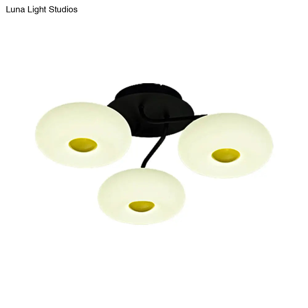 DecorBites™ DecorBites™ Contemporary White Circular Semi Flush Ceiling Light with 1/3/5 Heads - Acrylic Ceiling Lamp for Living Room
