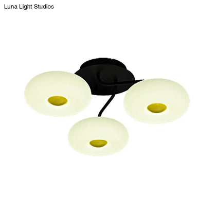 DecorBites™ DecorBites™ Contemporary White Circular Semi Flush Ceiling Light with 1/3/5 Heads - Acrylic Ceiling Lamp for Living Room