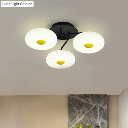 DecorBites™ DecorBites™ Contemporary White Circular Semi Flush Ceiling Light with 1/3/5 Heads - Acrylic Ceiling Lamp for Living Room