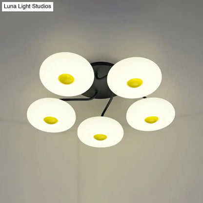 DecorBites™ DecorBites™ Contemporary White Circular Semi Flush Ceiling Light with 1/3/5 Heads - Acrylic Ceiling Lamp for Living Room