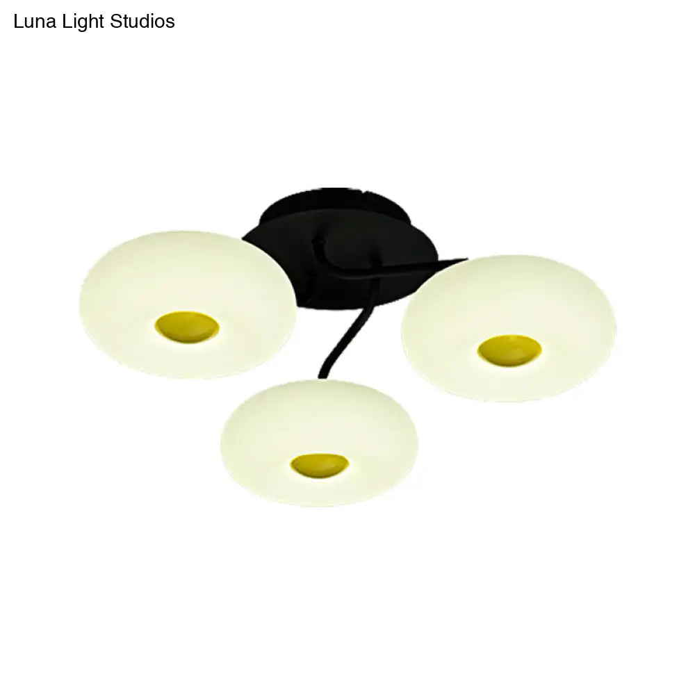 DecorBites™ DecorBites™ Contemporary White Circular Semi Flush Ceiling Light with 1/3/5 Heads - Acrylic Ceiling Lamp for Living Room