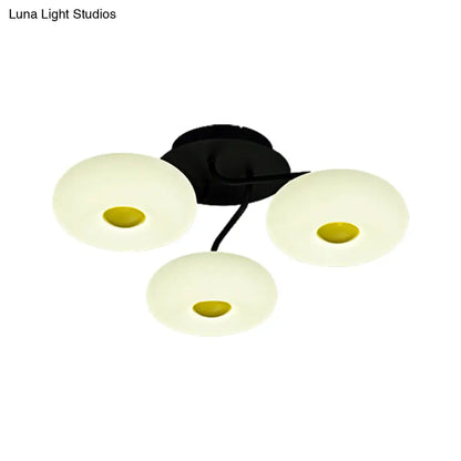 DecorBites™ DecorBites™ Contemporary White Circular Semi Flush Ceiling Light with 1/3/5 Heads - Acrylic Ceiling Lamp for Living Room
