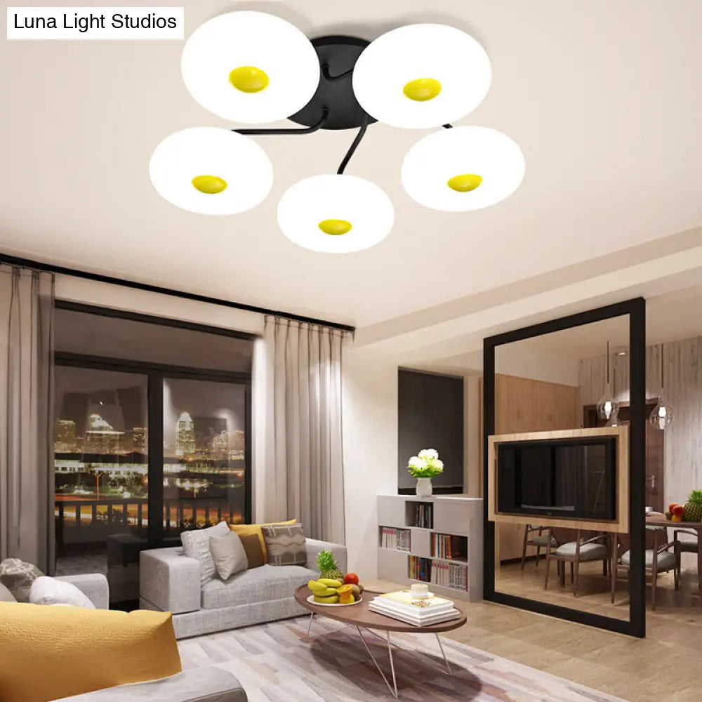 DecorBites™ DecorBites™ Contemporary White Circular Semi Flush Ceiling Light with 1/3/5 Heads - Acrylic Ceiling Lamp for Living Room
