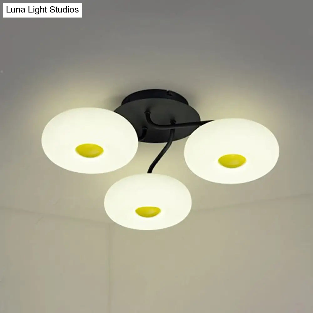 DecorBites™ DecorBites™ Contemporary White Circular Semi Flush Ceiling Light with 1/3/5 Heads - Acrylic Ceiling Lamp for Living Room