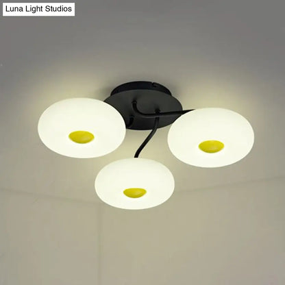 DecorBites™ DecorBites™ Contemporary White Circular Semi Flush Ceiling Light with 1/3/5 Heads - Acrylic Ceiling Lamp for Living Room