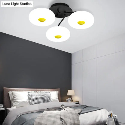 DecorBites™ DecorBites™ Contemporary White Circular Semi Flush Ceiling Light with 1/3/5 Heads - Acrylic Ceiling Lamp for Living Room