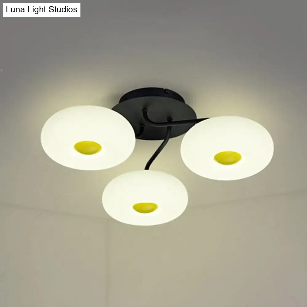 DecorBites™ DecorBites™ Contemporary White Circular Semi Flush Ceiling Light with 1/3/5 Heads - Acrylic Ceiling Lamp for Living Room