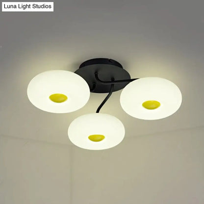 DecorBites™ DecorBites™ Contemporary White Circular Semi Flush Ceiling Light with 1/3/5 Heads - Acrylic Ceiling Lamp for Living Room