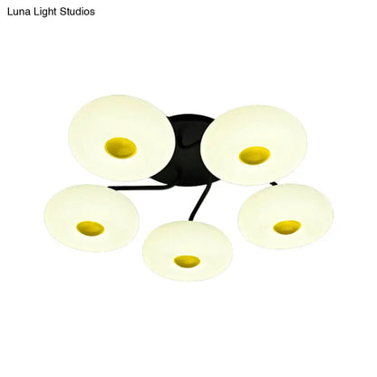 DecorBites™ DecorBites™ Contemporary White Circular Semi Flush Ceiling Light with 1/3/5 Heads - Acrylic Ceiling Lamp for Living Room