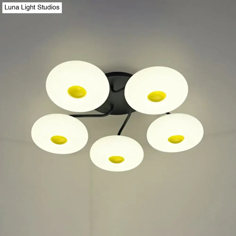 DecorBites™ DecorBites™ Contemporary White Circular Semi Flush Ceiling Light with 1/3/5 Heads - Acrylic Ceiling Lamp for Living Room